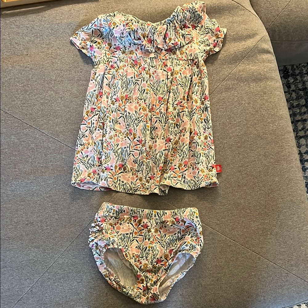 Magnetic Me Floral Baby Outfit with Ruffled Top